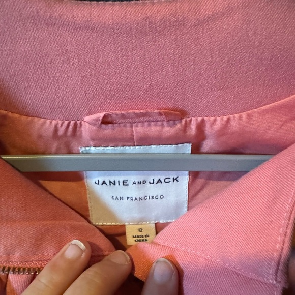 Janie and Jack Light Pink Zip Up Cropped Jacket - Picture 2 of 3